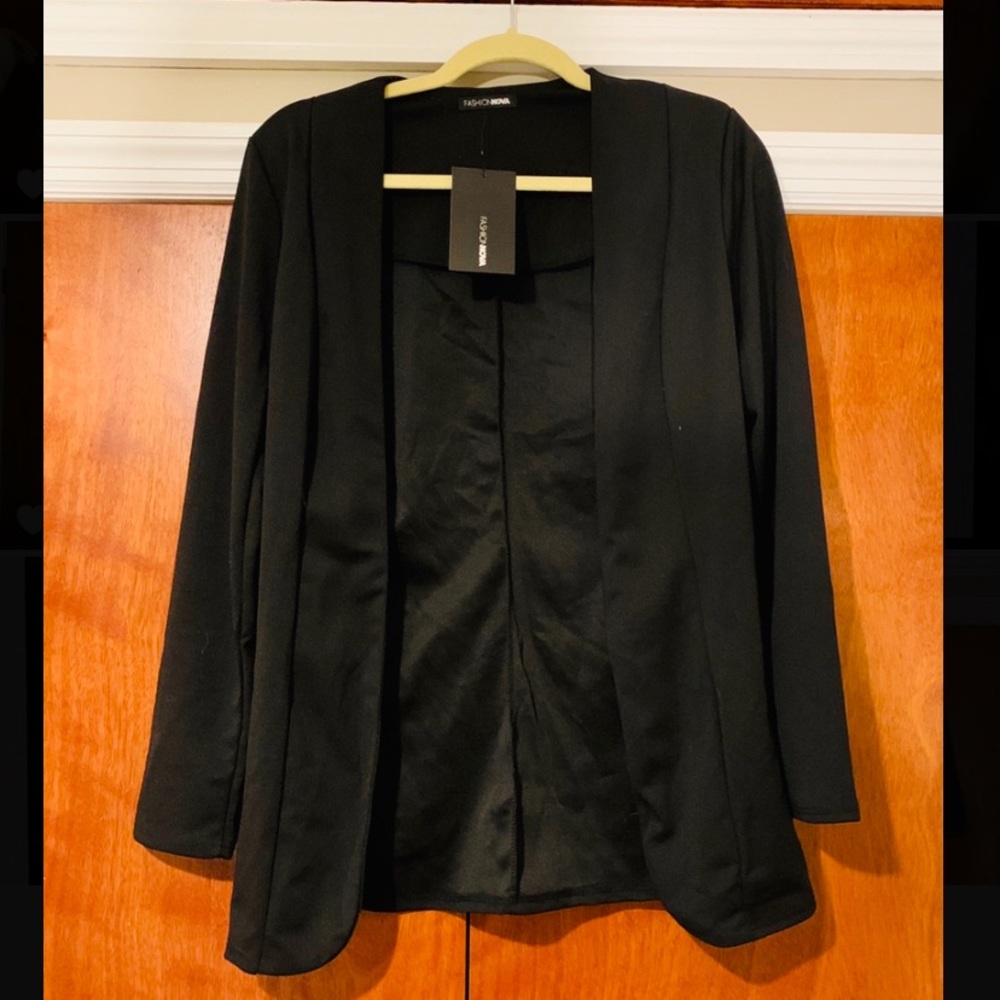 Fashion Nova Black Cardigan With Padded Shoulders